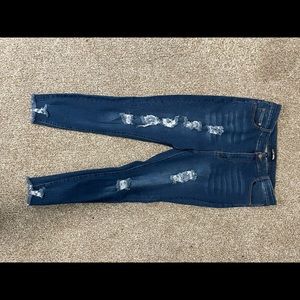 Dark Wash High Waisted Ripped Jeans